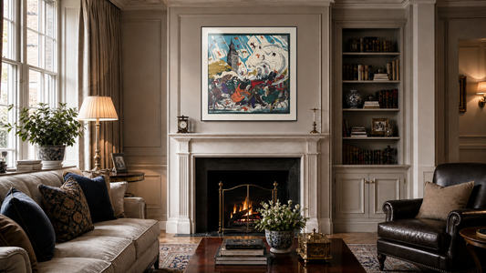 Hermès black scarf 90 displayed in luxury magnetic scarf frame - U.K. wall art by Arts & Artisan
