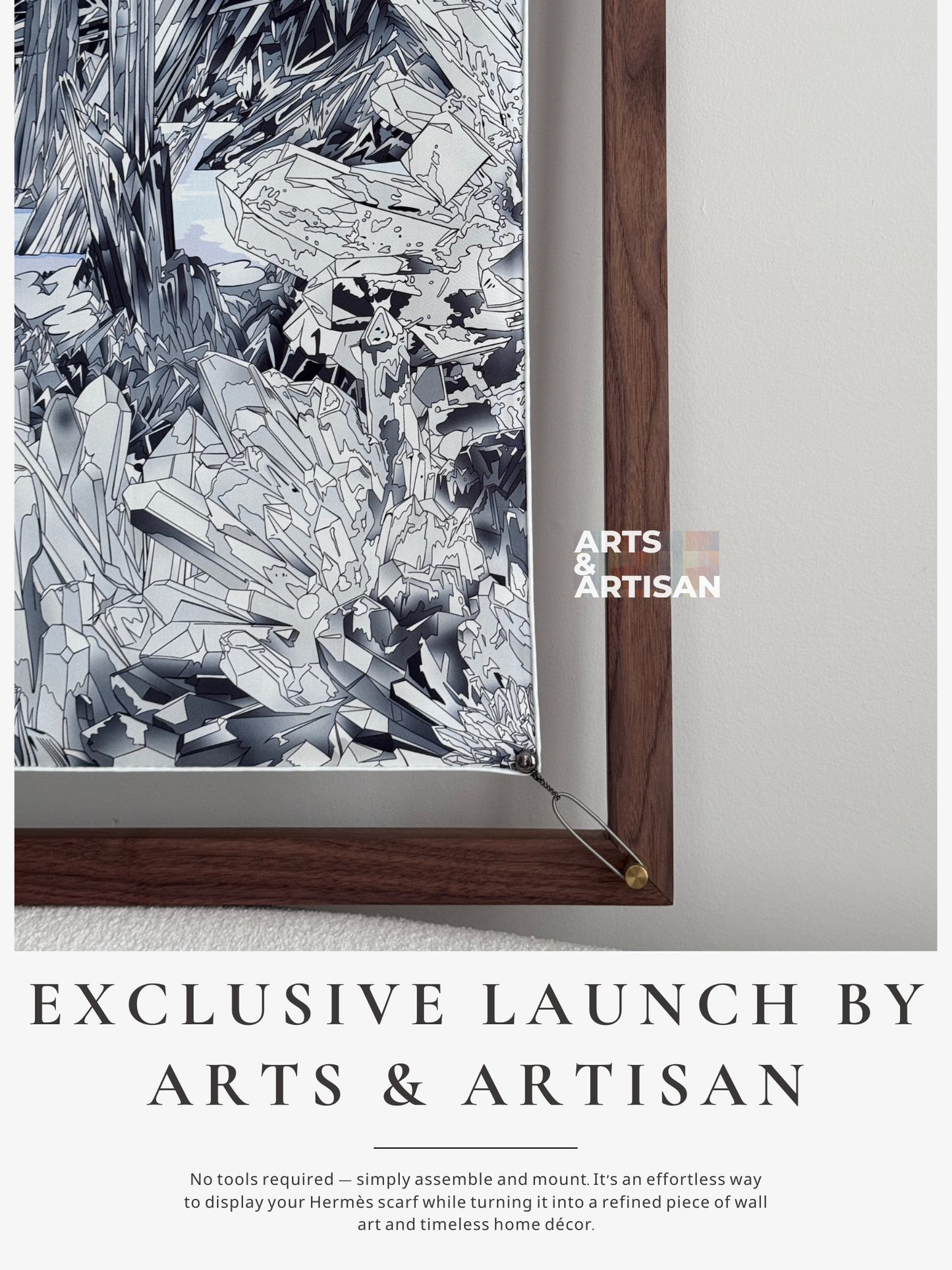 Hermès Scarf Frame – Hanging Display System | Hermès Inspired Wall Art | Vintage Scarf Decor | Frameless Silk Scarf Frame