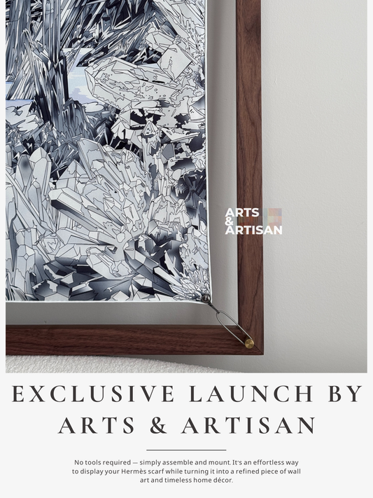 Hermès Scarf Frame – Hanging Display System | Hermès Inspired Wall Art | Vintage Scarf Decor | Frameless Silk Scarf Frame