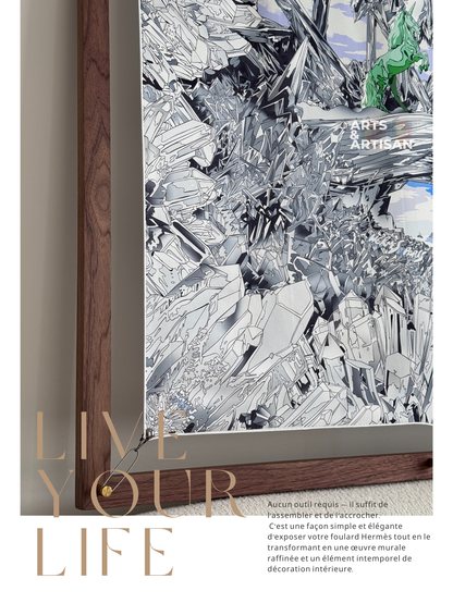 Hermès Scarf Frame – Hanging Display System | Hermès Inspired Wall Art | Vintage Scarf Decor | Frameless Silk Scarf Frame