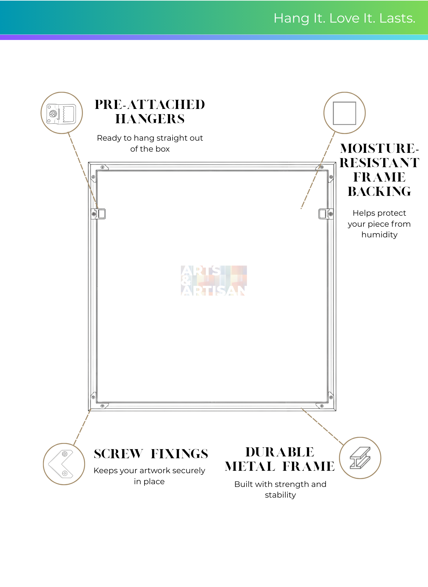 Gallery Wall Frame 17x17" Black Aluminum | Slim Modern Minimalist Picture Frame Art Display