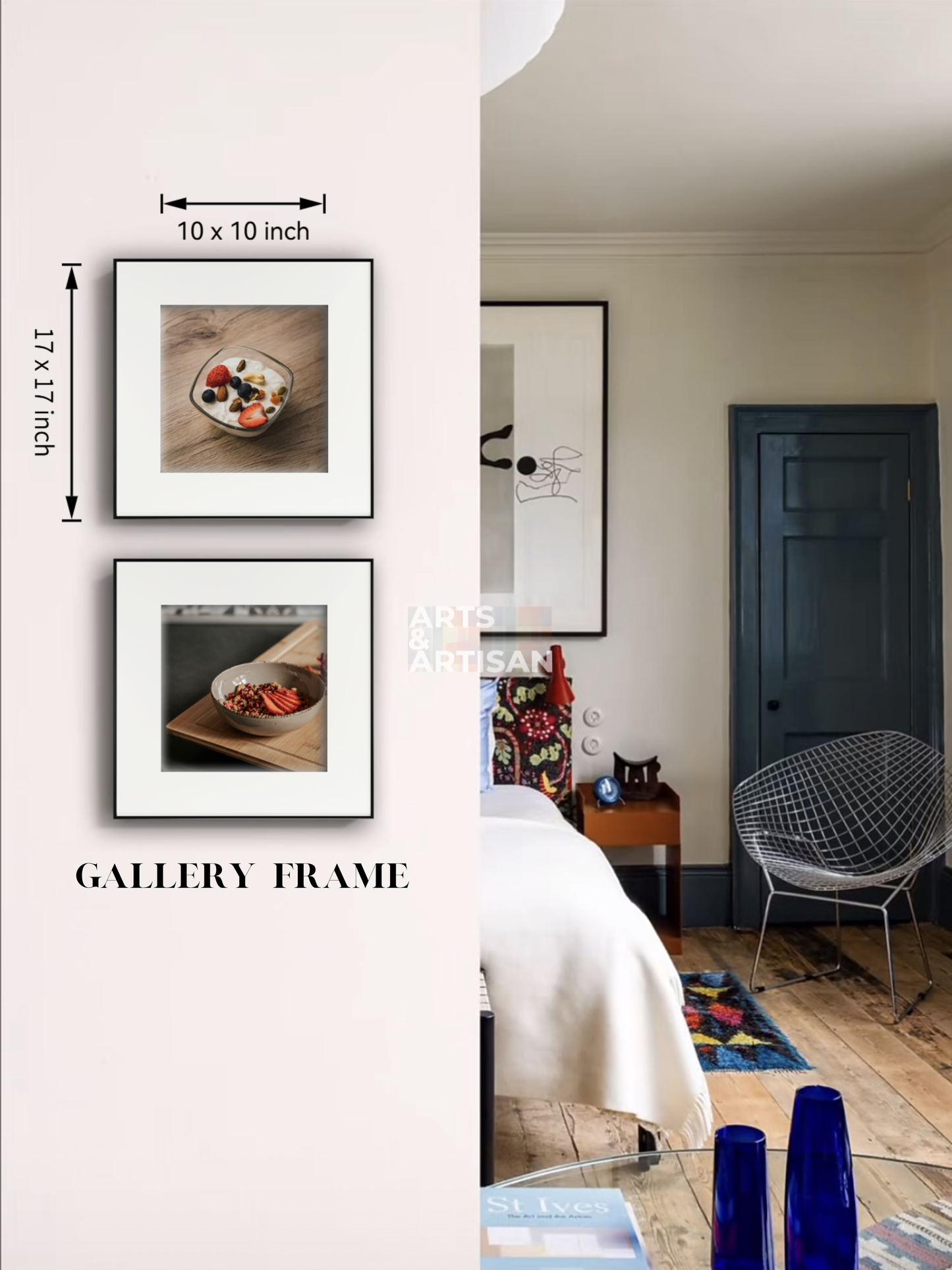 black aluminum frame, Gallery Wall Frame, metal picture frame,17x17 Frame, minimalist art frame, framed wall decor, modern home decor, wall art frame, square picture frame, slim picture frame, black gallery frame