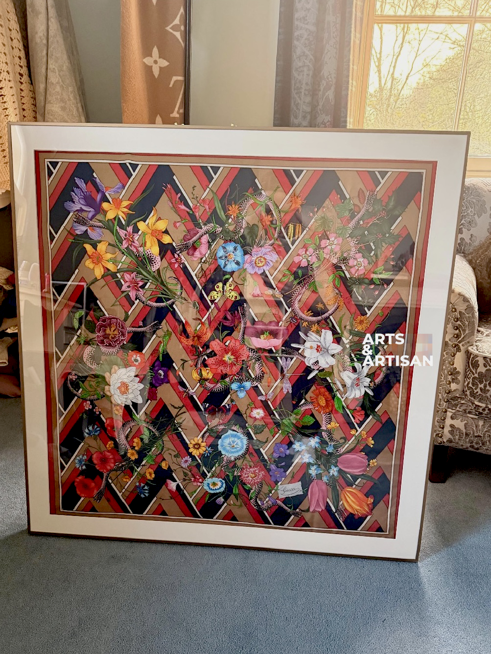 Vintage Hermes Scarf in the living room