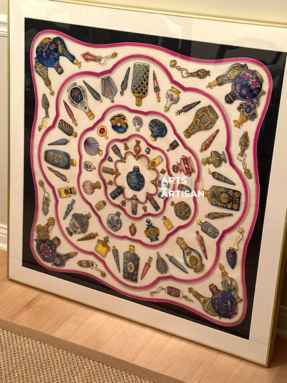 mounted Hermes scarf 90 with Arts & Artisan Logo