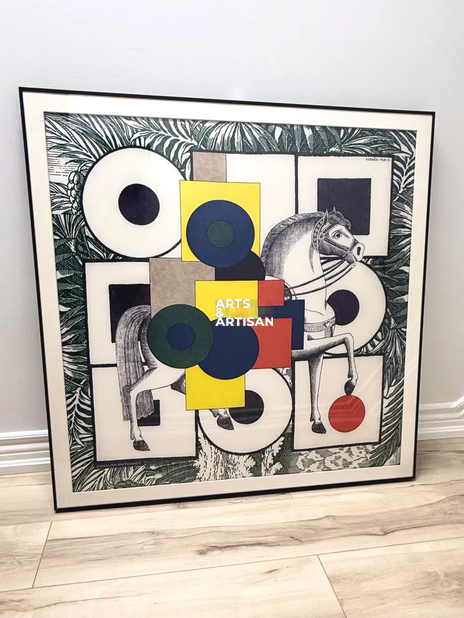 Hermes 90 scarf framed on the scarf 80 frame by Arts & Artisan